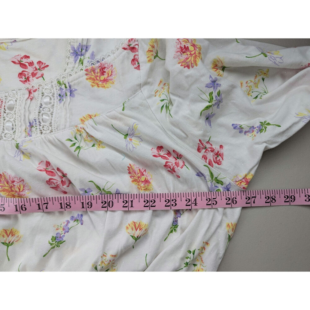 Lanz of Salzburg Floral Nightgown Feminine Romantic Cottage Lace Long Midi 2X - Picture 8 of 8